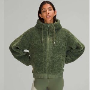 LULULEMON reversible green sherpa fleece zip hoodie jacket